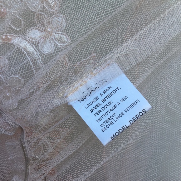 Sheer pink Lucy Wang mesh top with satin & pearls - Picture 6 of 6